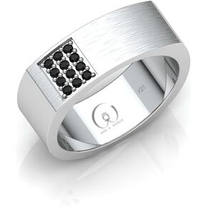 Natural Black Onyx Ring For Men 925 Sterling Silver Brushed Finish Ring For Party Casual Wear