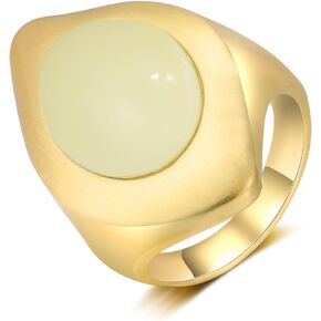 Gold Chunky Rings for Women, Vintage Stone Statement Band Rings Metal Rings Cocktail Costume Jewelry Gifts for Her