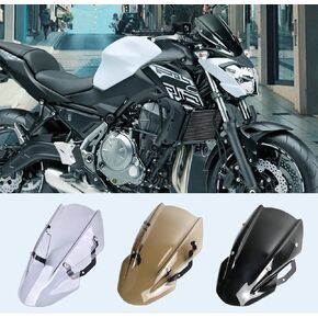 Motorcycle Double Bubble Windscreen Windshield Compatible with K-awasaki Z650 Z-650 Z 650 2017 2018 2019 Wind Deflector with Mounting Bracket Accessories (Black)