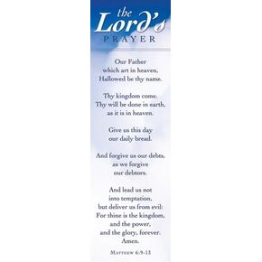Christian Bookmarks - The Lord's Prayer - Inspirational Religious Bookmarks for Teens, Men or Women - Standard Design - 6.5" x 2" - Bible Bookmarks with Scriptures - Package of 25