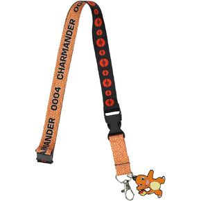Pokemon Charmander Red Kanto Region Lanyard With Rubber Charm And ID Sleeve