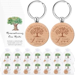 Family Reunion Favors Family Tree Keychain Thank You Cards and Organza Bags Home Family Souvenir Gift
