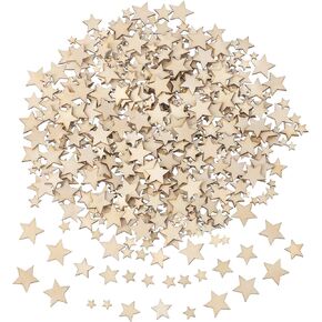 500 Pieces Wooden Stars Mixed Size Wood Stars Cutout Shape with 4 Sizes Mixed for Christmas Flag Winter Party Decoration Art Craft Sewing Model Crafts Toys and Other DIY Supplies
