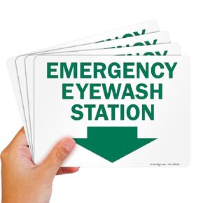 "Emergency Eyewash Station" Sign with Down Arrow by SmartSign | 14" x 10" 3M Reflective Aluminum