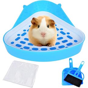 PINVNBY Guinea Pig Litter Box Triangle Potty Trainer Corner Chinchilla Litter Tray Hamster Plastic Corner Toilet Box for Bunny Ferret Small Animal