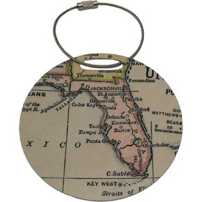 Florida Map Luggage Tag Retro Style Metal Sunshine State Souvenir Bag Finder for Airport Baggage Claim Finding