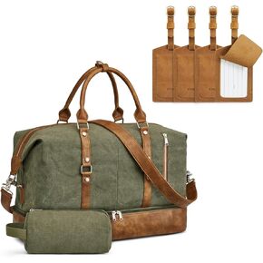 S-ZONE Weekender Bag for Women Men with 4 Pcs Leather Luggage Tags in Kuwait