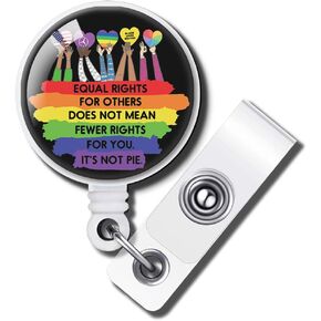 TOUNER Equal Rights Black Live Matters Funny Retractable Glitter ID Badge Holder Badge Reels, Name Card Holder for Office Worker Doctor Nurse Volunteer Teacher Student Lab Technician Fireman