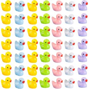 100 قطعة من البط الراتنج الصغير الملون من DERAYEE، تماثيل صغيرة مصغرة، حديقة خرافية صغيرة، منظر طبيعي لحوض السمك، بيت الدمى، زينة نباتات بوعاء للحرف اليدوية لديكورات المنزل والمكتب in Kuwait