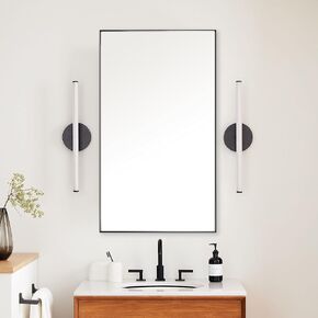 30x48 Inch Black Bathroom Mirror, Copper-Free Mirror, Aluminum Alloy Frame Vanity Mirror, Rectangle Wall Mounted Mirror, Modern Mirror for Bedroom/Living Room/Porch Horizontal or Vertical