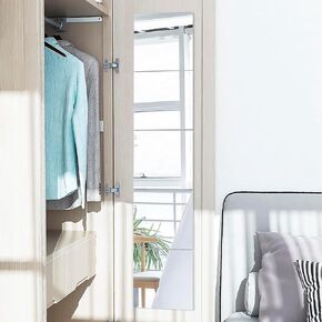 Full Length Combine Mirror Tiles 8" x 8" x 8Pcs Frameless Wall Mounted Glass Wall Mirror for Gym Door Bedroom Living Room