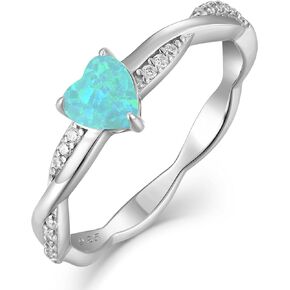 YL Twisted Rings 925 Sterling Silver Engagement Ring 5mm Heart Cut Gemstone Eternity Band for Women