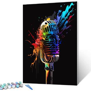 DIY Paint by Numbers,Hanging Headphones,Colorful Canvas Oil Painting Kit for Kids & Adults, 16X20 inches Drawing Paintwork Acrylic Pigment,for Home Living Room Decorative Painting Frameless