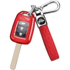 غطاء مفتاح Honda Key Fob مع سلسلة مفاتيح، حافظة مفاتيح ناعمة من مادة TPU حماية كاملة للرياضة Accord Civic CR-V HR-V LX، وردي