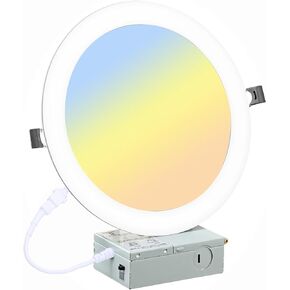6 Pack 8 Inch LED Recessed Lighting with Junction Box Ultra-Thin, 3000K/4500K/6000K Selectable, 8" Dimmable Canless LED Downlight, 1800LM CRI80 High Brightness 5%-100% Recessed Light…
