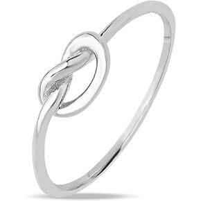 Sterling Forever - Love Knot Ring – Simple and Authentic Relationship Ring for Girlfriend, Wife or Soulmate – Trendy and Unique Ring for Women or Teens