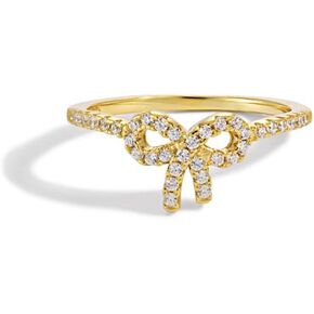 18K Gold Plated S925 Sterling Silver Bow Knot Ring for Women Fashion Rings for Women Ring Jewelry Gifts for Girls