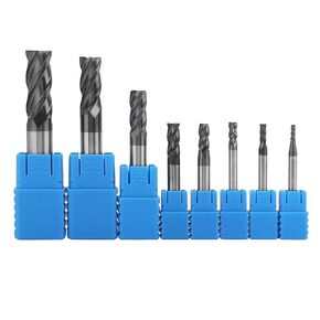 8pcs 2-12mm CNC Square Nose End Mills Set, Tungsten Carbide End Mill Bits, 4 Flutes Carbide End Mill Set Tungsten Steel Milling Cutter Tool Kit for High Speed Milling