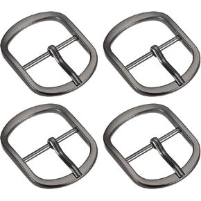 uxcell Metal Roller Buckle, 4Pcs Single Prong Belt Buckle Oval Center Bar Buckles for Belt Craft