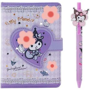 Anime notebook planner with one pen Cartoon School Supplies (Kuro)