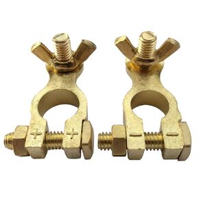 Ampper Brass Battery Terminals Connectors Clamp, Top Post Battery Terminal for Car and Boat (1 Pair)