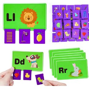 Learning Toys for Kids Ages 3-6: Snap & Match Beginning Sounds Cognitive 12 Letters Flash Cards Kindergarten Classroom Must Have Easter Birthday Gifts Educational Toys for Boys Girls Preschool