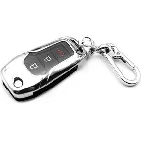Fit for Flip Ford Maverick F-150 F-250 F-350 F-450 F-550 Super Duty Lightning Ranger Bronco Expedition Escape Explorer Fusion EcoSport F-650 F-750 TPU Key Fob Cover Case Shell Accessory, Pink