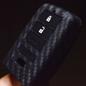 Carbon Silicone Key Fob Cover + Keychain for Acura MDX RDX RLX ILX TLX 4 buttons