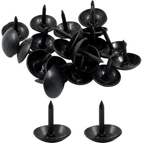 200Pcs Black Upholstery Tacks for Upholstered Furniture Cork Board Sofa DIY Projects or Home Decor - Antique Metal Thumb Tacks Round Head Upholstery Pins (7 x 13mm)