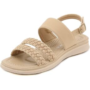 Women's Flat Sandals Ankle Strap Open Toe Summer Braided Sandal Beach Comfortable Platform Outdoor Slingback Dress Shoes
