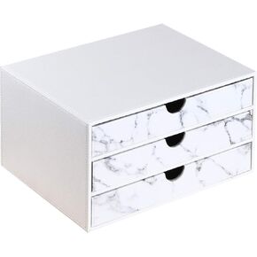 Leather Desk Organizer with 3 Drawers,Executive Office Supplies Desktop Filing A4 File Cabinet/Holder,Stackable Storage Box for Jewelry/Bill/Paper/Documents/Makeup Home Decor Accessories(Black Cloth)