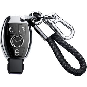 Tukellen for Mercedes Benz Keychains with Key Fob Cover Special Soft TPU Key Case Cover Protector Compatible with Mercedes Benz C E G S M GL CLS CLK G Class Keyless Smart Key Fob-Blue