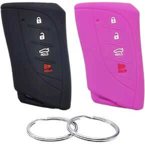 Silicone Rubber Key Fob Cover Compatible with Lexus (4 Buttons) ES300h ES350 LC500 LC500h LS500h NX350 NX250 NX350h GX460 LS500 RX350 (Black Black)
