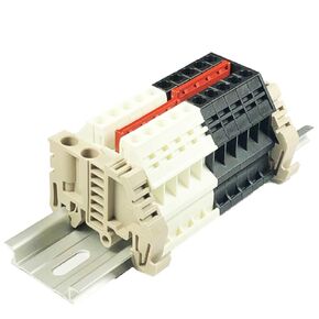 Dinkle Combiner DK2.5N White/Black Positive 5 Gang Negative 5 Gang Box Connector DIN Rail Terminal Blocks, 12-22 AWG, 20 Amp, 600 Volt, Common Positive Circuits, Common Negative Circuits