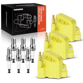 A-Premium 3x (Black) Ignition Coil Pack and 6x Iridium Spark Plugs Compatible with Chevrolet Malibu Impala Venture Buick LaCrosse Cadillac Pontiac Oldsmobile