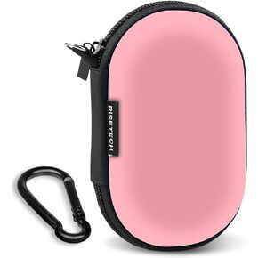 Earbud Case Holder Earphone Case Wired Headphone Storage Pouch Hard EVA Small Zipper Bag Compatible with Oval Wireless Earbuds (Carbon Black)