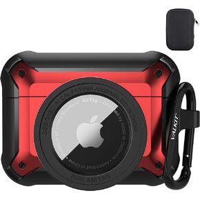 Valkit Compatible Airpods Pro Case and AirTags Case Cover, 2 in 1 Rugged Protective Case Shockproof Air Pod Pro Case for Men Women with Keychain iPod Pro Skin for Airpods Pro and Airtag, Black