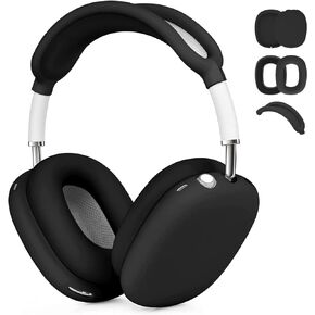 OETKER Compatible Airpods Max Case Cover, Soft Silicone 3 in 1 Anti-Scratch Ear Pad Case Cover/Ear Cups Cover/Headband Cover Accessories Protective Skin Case for Airpods Max Headphones,Black