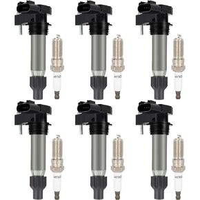 ECCPP UF569 6 ignition coils with 6 iridium Spark Plugs for Chevrolet for Cadillac Malibu 3.6L and CTS 3.0L UF-569 33400-78J01 33400-78J02