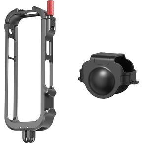BTG Lens Cover Protective Cover & Camera Cage for Insta360 X4 Accessories Metal Frame with Cold Shoe