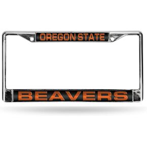 Rico Industries NCAA Oregon State Beavers Laser Cut Inlaid Standard Chrome License Plate Frame 6 x 12.25-"