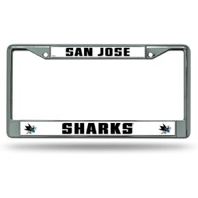 Rico Industries NHL Hockey San Jose Sharks Premium License Plate Chrome Frame 12" x 6"