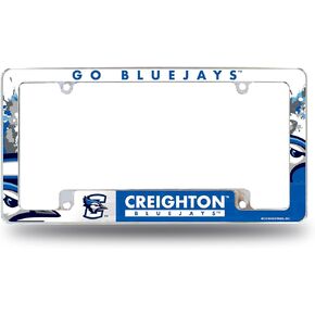 Rico Industries NCAA Creighton Bluejays Primary 12" x 6" Chrome All Over Automotive License Plate Frame for Car/Truck/SUV