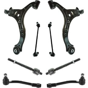 TRQ 8 Piece Steering & Suspension Kit Control Arms w/Ball Joints Tie Rods End Links Compatible with 2007-2008 Hyundai Entourage 2006-2012 Kia Sedona