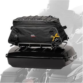 KEMIMOTO Motorcycle Travel Luggage, Tour-Pack Rack Bag Soft Collapsible Trunk Bag with Bar Straps for Road King Street Glide Road Glide Black