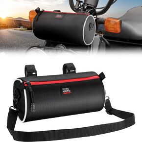 KEMIMOTO Motorcycle Handlebar Bag Small Bag with Shoulder Strap Waterproof Motorcycle Barrel Bag Storage Bag Compatible with Ruckus Bike Adventure UTV Scooter