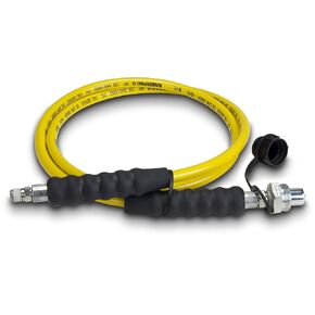 Enerpac 700 Yellow Thermoplastic Rubber High Pressure Hydraulic Hose Assembly, 6' Length, 1/4" NPTF x CH-604 Coupling, 1/4" ID