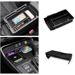 Karltys 2PCS Center Console Organizer for Honda CRV 2023 2024 Accessories, CR-V Center Console Tray & Armrest Organizer, Secondary Storage Box Phone Coin Container with Non Slip Silicone Mats