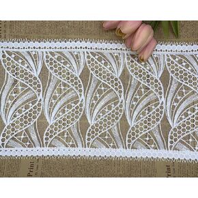 22CM Width Europe Bead net Pillars Pattern Inelastic Embroidery Trims,Curtain Tablecloth Slipcover Bridal DIY Clothing/Accessories.(4 Yards in one Package) (White)