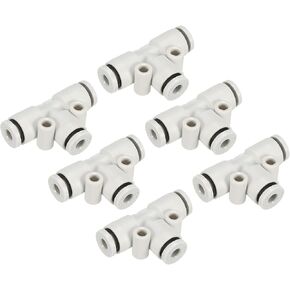 PATIKIL Push to Connect Fittings, 12 Pack Air Line Pneumatic Fittings Quick Release Tee Connectors, White, 5/32 Inch OD